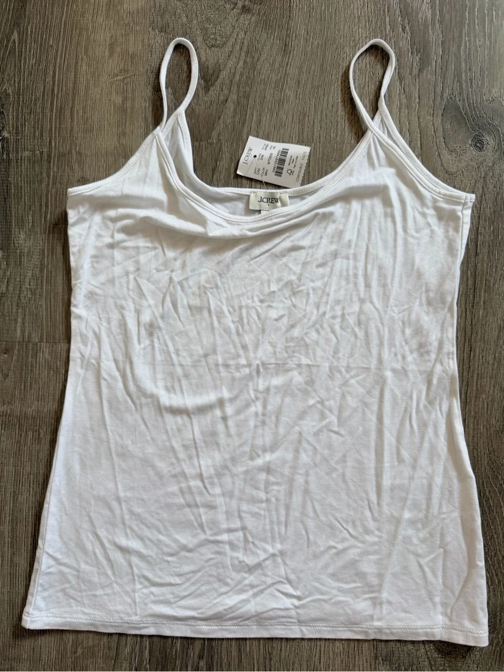 J. Crew White Stretch Cotton Camisole Tank Top